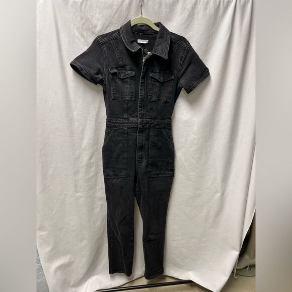GOOD AMERICAN BLACK WASH DENIM JUMPSUIT SIZE 2 - Picture 1 of 6